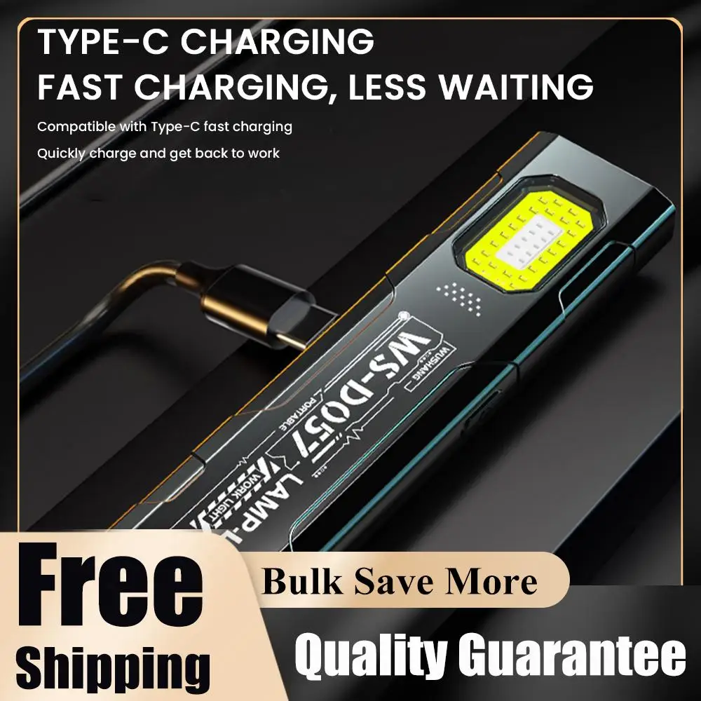 

Powerful Mini COB LED Keychain Flashlight USB C Rechargeable Hanging Work Light Waterproof Keyring Camping Walking Pocket Lamp
