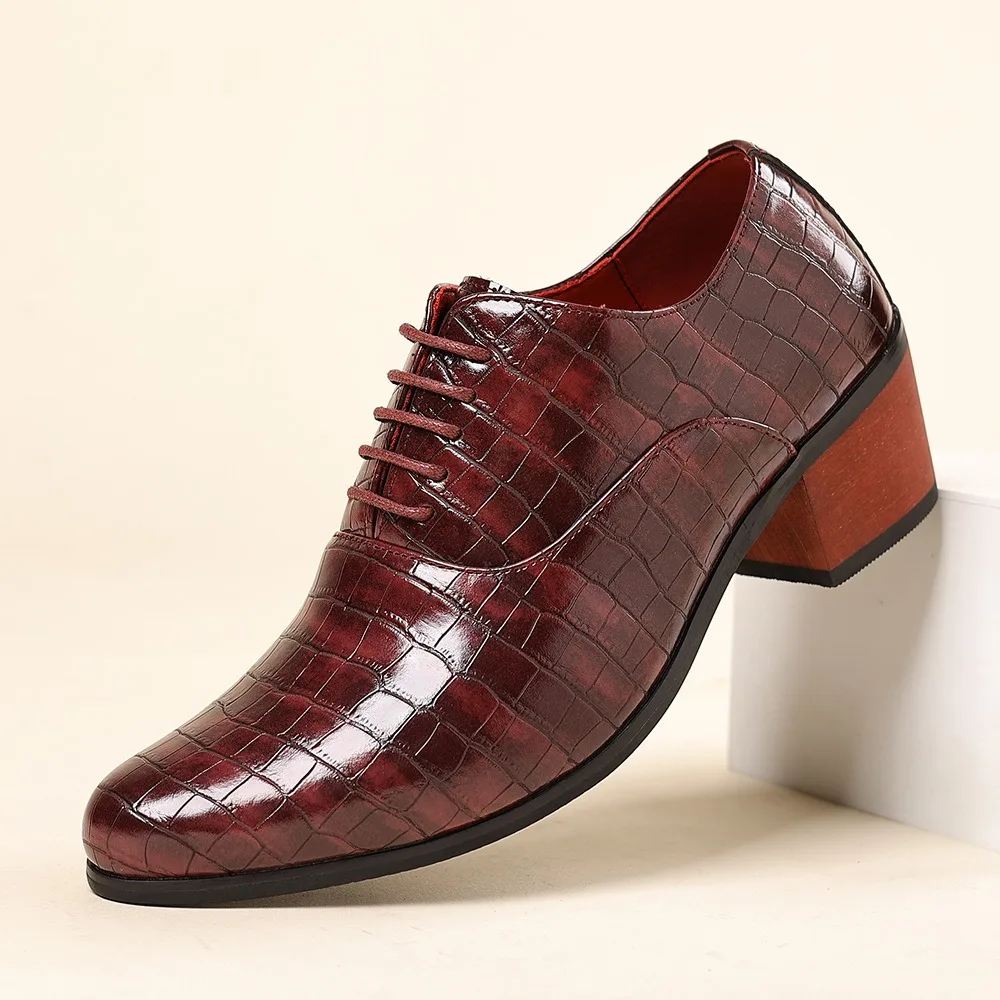 5 CM Heels British Style High Heel Shoes for Man Oxfords Man Dress Shoes Formal Wedding Suit Shoes Italian Scarpe Uomo Eleganti