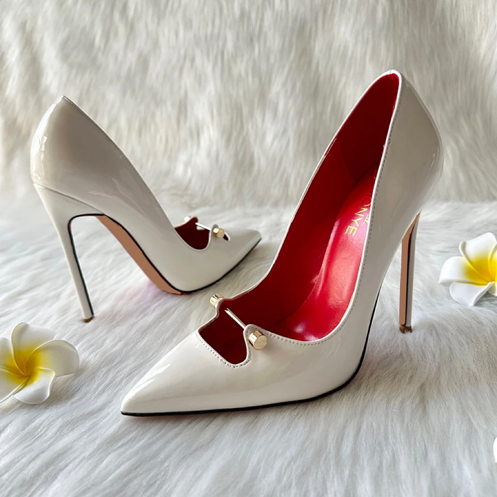 Zapatos de charol con punta abierta para mujer, calzado de tacón alto de 120mm, color negro, blanco y rojo, Envío Gratis