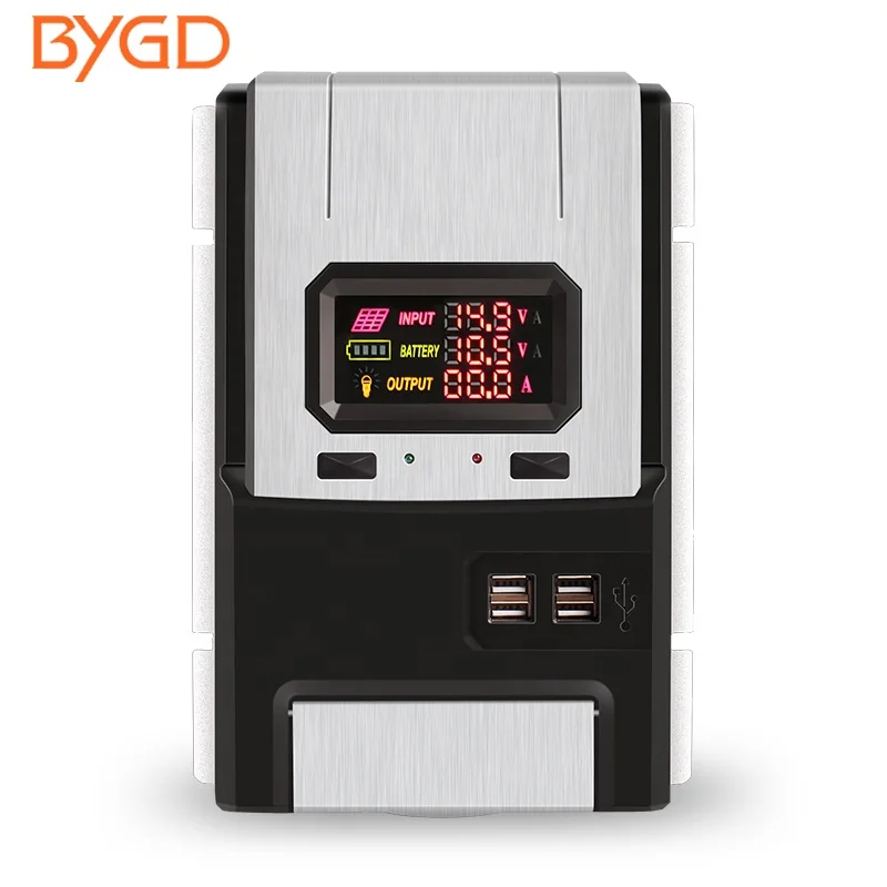 MPPT control mode 60A solar panel charge and discharge controller 12V/24V identification voltage B output BYGD factory