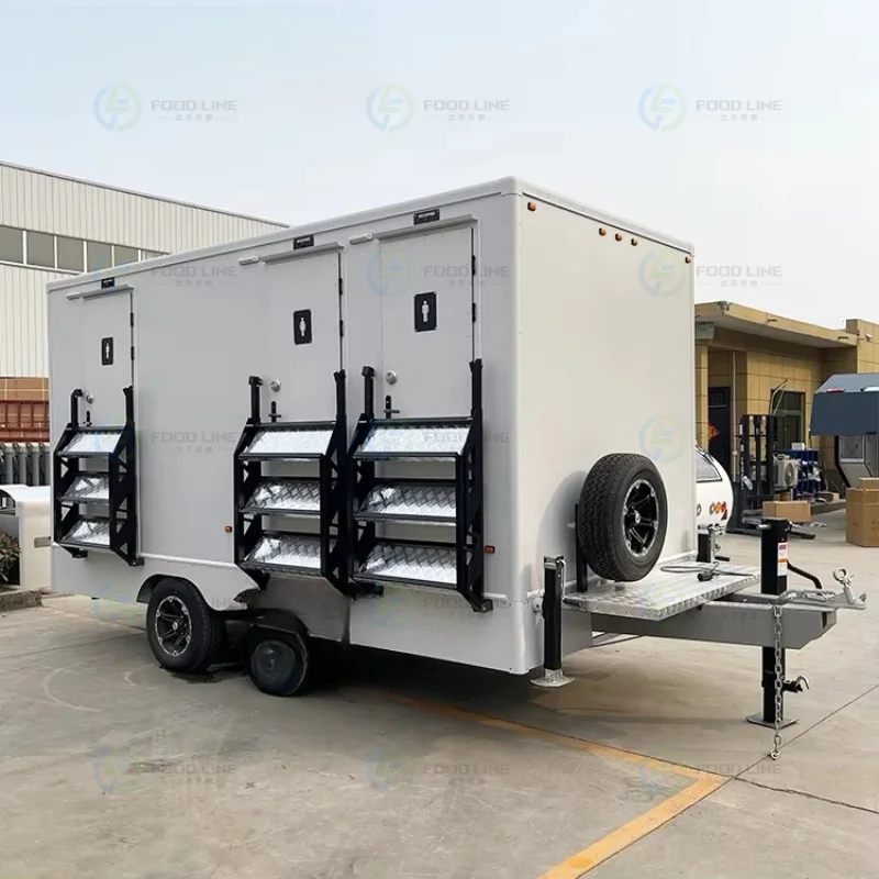 Portable Mobile Toilet Trailer Customized Luxury Restroom Trailer Flush Toilet Cabin Outdoor Commercial Event Solution