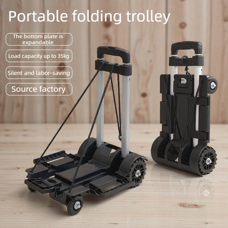 Shopping Trolley Shopping Cart Foldable Trolley Mini Aluminum Handle Household Cart Portable Handcart Luggage Cart