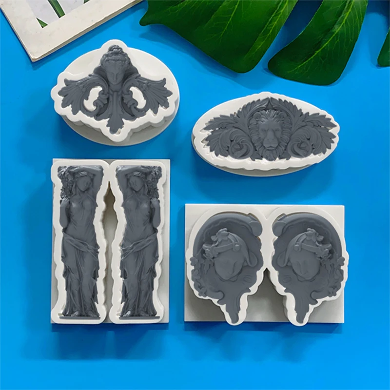 Cross-border Europe and the United States statue four-piece silicone mold figure statue lion statue silicone mold.