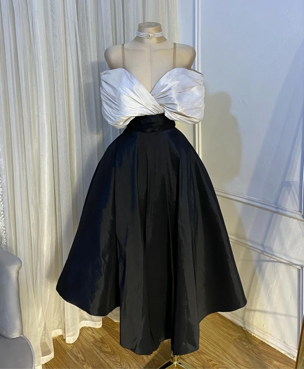 

Customized Pleat Off-the-shoulder A-line Midi Dresses Bespoke Occasion Party Gown Classic Exquisite Evening Simple High Quality