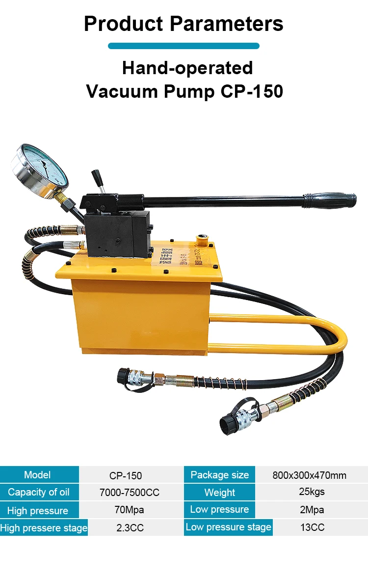 Automotive industry CP-150 high pressure double acting hydraulic manual pump plunger pump structure OEM can be customized
