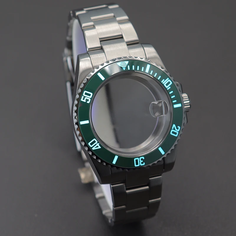 40mm Watch Case Sapphire Crystal Glass For Seiko Nh34 Nh35 Nh36/38 Miyota 8215 Movement 28.5mm Dial Full Text C3 Luminous Bezel