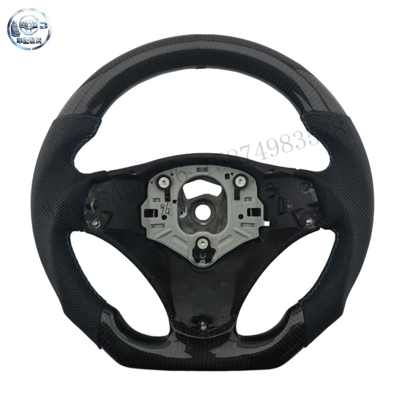 Hycent High Quality Special Color Perforated Leather Carbon Fiber M Sport Wheel for E90/E91/E92/E93 3 Series 50MM Grip 3/4