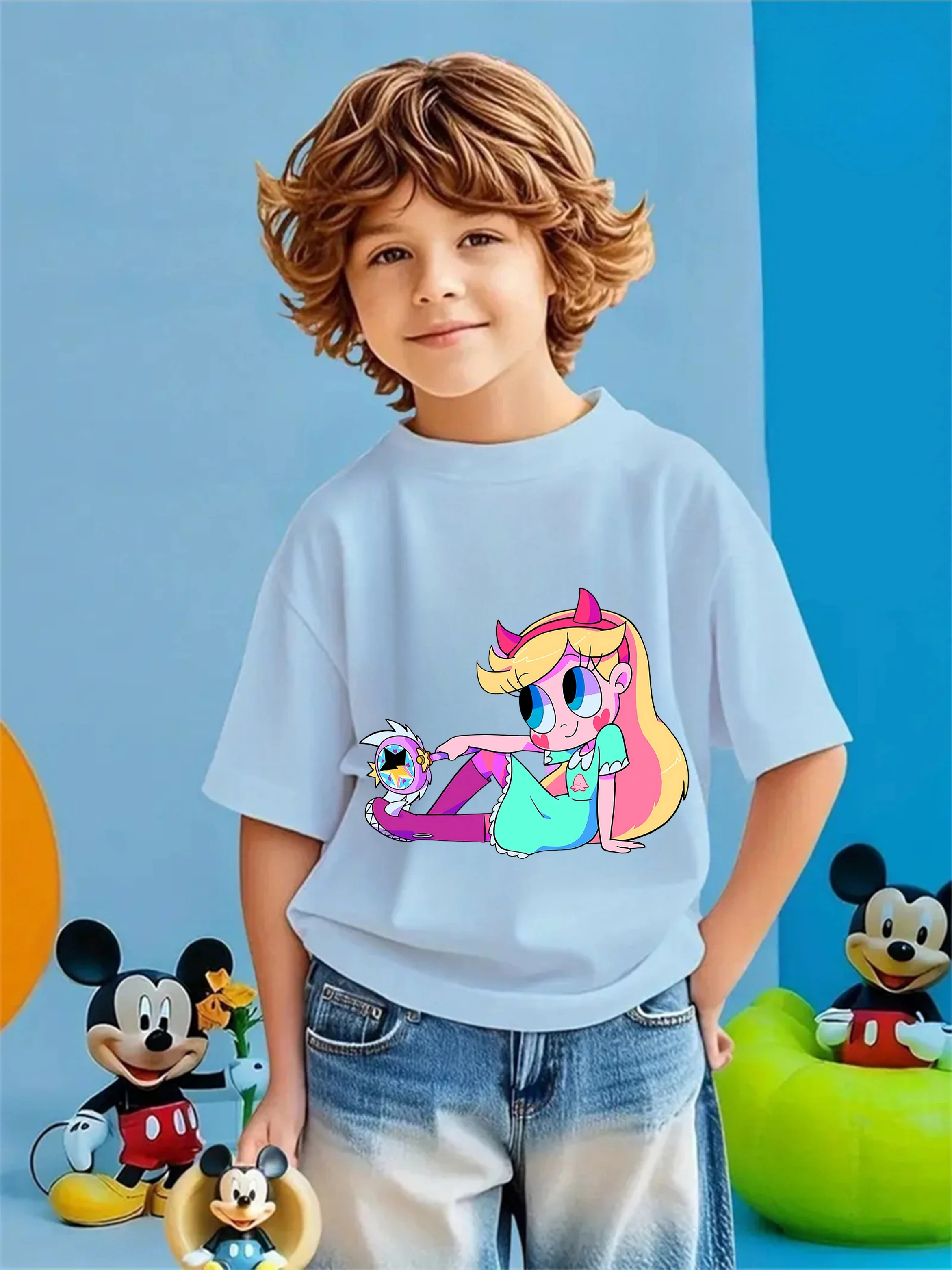 

Fashion Tinker Bell Crew Neck Tshirt 3-14Y Kids Summer Cute Kawaii Cartoon Hot Street Outdoor Casual Boys Girls