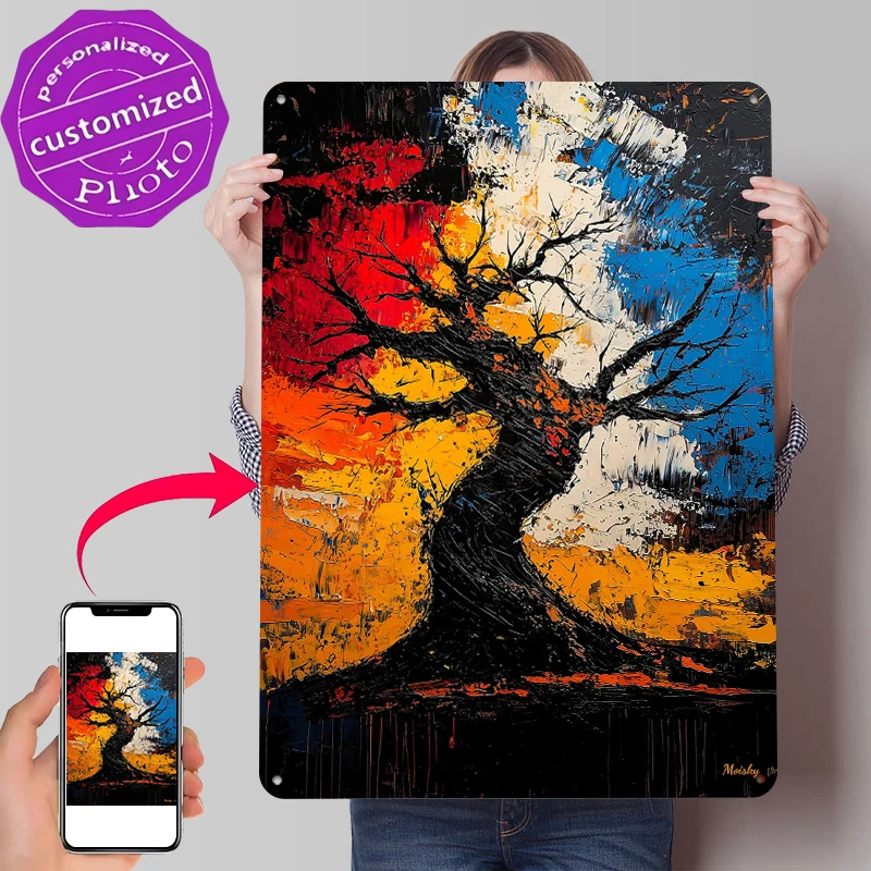 Twisted Resilience – Expressionist Printed Poster Customized Wall Art Retro Vintage Metal Tin Signs for Coffee Bar Accessories