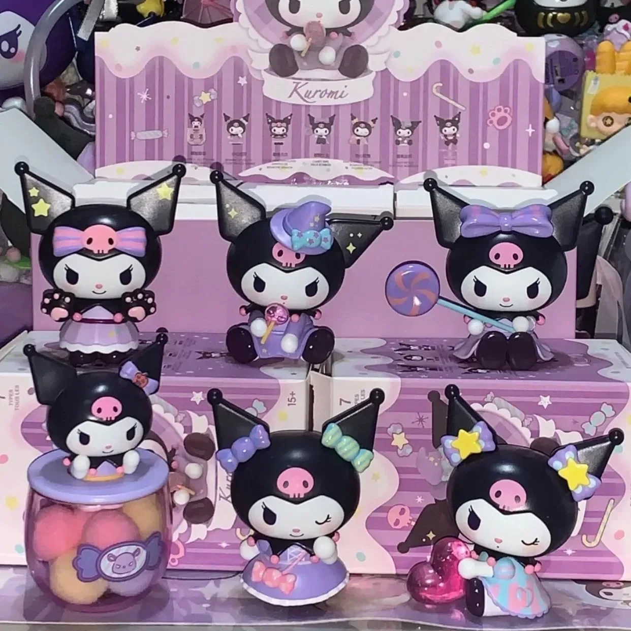 Miniso Sanrio Blind Box Kuromi Trick Or Treat Series Melody Anime Figure Surprise Mystery Guess Bag Model Children Cute Toy Gif