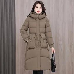 2024 Winter Hooded Jacket Women Parkas New Down Cotton Jackets Ladies Loose Long Casual Thicken Warm Waterproof Female Outwear