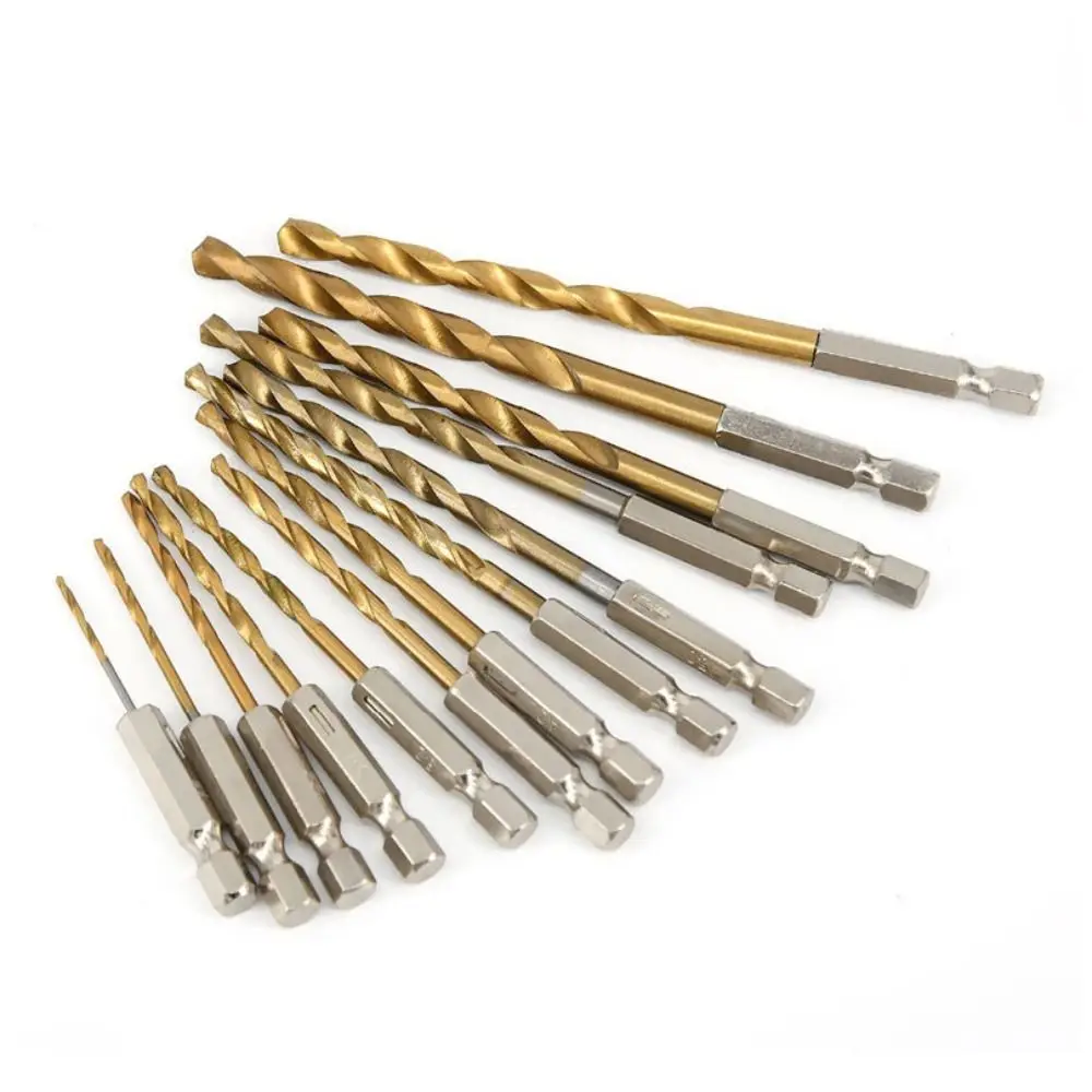Portable Titanium Twist Drill Bit 1.5-6.5mm Hex Shank Reaming Drill Bit Power Tool Multi-function Woodworking Drill Bit