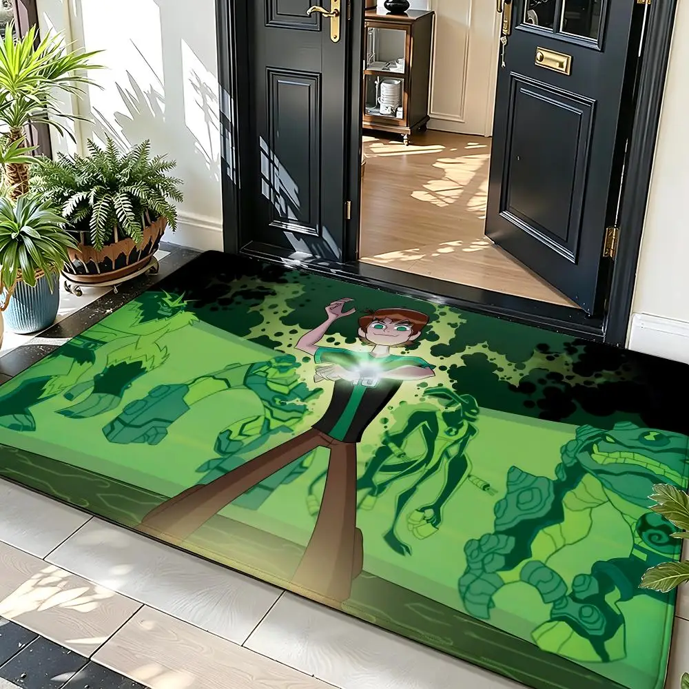 Cartoon B-Ben10 Alien F-Force Floor Mat Soft Flannel Entrance Door Mat Non Slip Absorbent Bathroom Bedroom Floor Rug