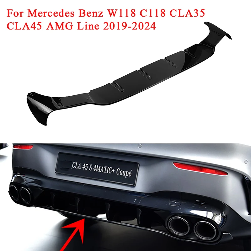 

For Mercedes Benz W118 C118 CLA35 CLA45 AMG Line 2019-2024 Car Rear Bumper Splitter Lip Body Kit Diffuser Lip Guard Protector