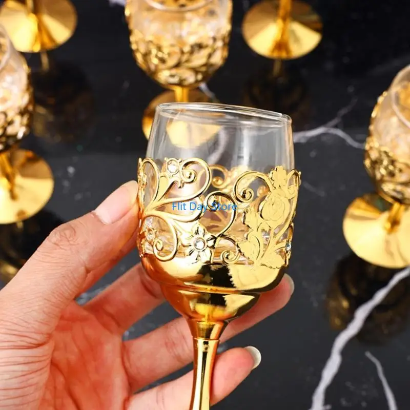 F92C Handcrafted Metal And Clear Shot Glass Stemmed Drinking Cup For Gift Giving