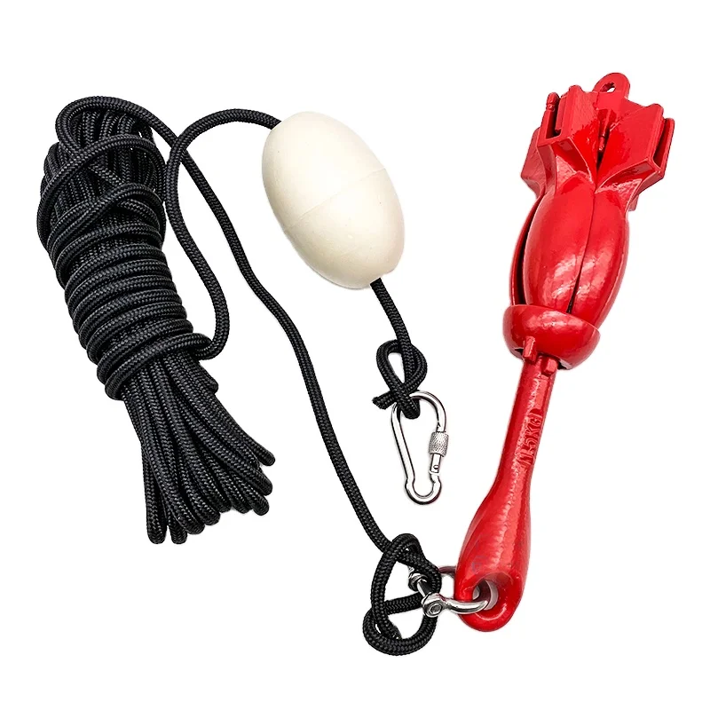 1.5Kg Carbon Steel Boat Folding Anchor Marine Folding Grapnel Anchor Kit Four Claw Galvanized Red Anchors for Fishing Kayaks