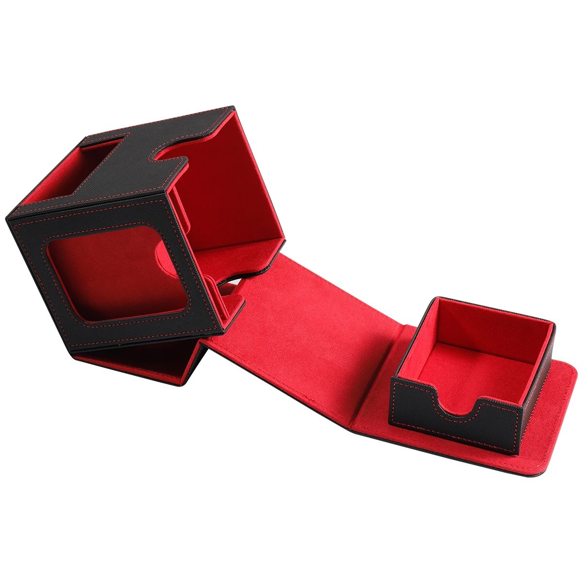 Leren MTG-kaartendoos met 2 commandant-displays, waterdichte dubbellaagse kaartopslag, geschikt voor 200 + dubbellaagse beschermkaarten