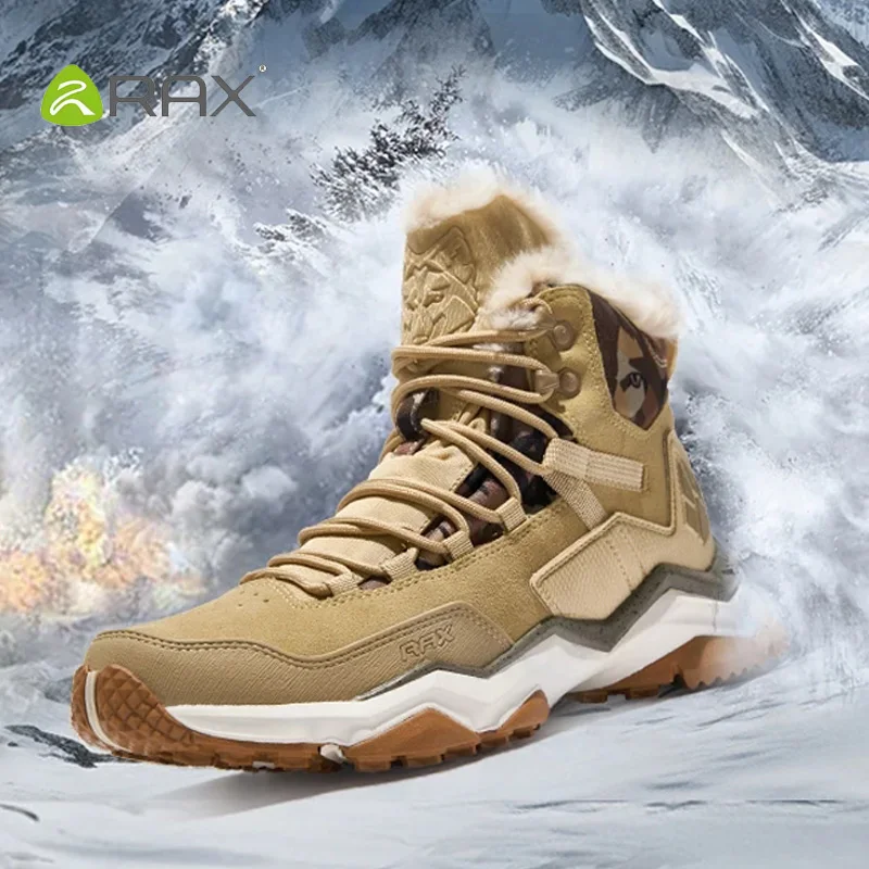 RAX Waterproof Hiking Shoes Men Winter Outdoor Sneakers Mountain trekking Outdoor Tourism Jogging Shoe warm Men Snow Boots Plush