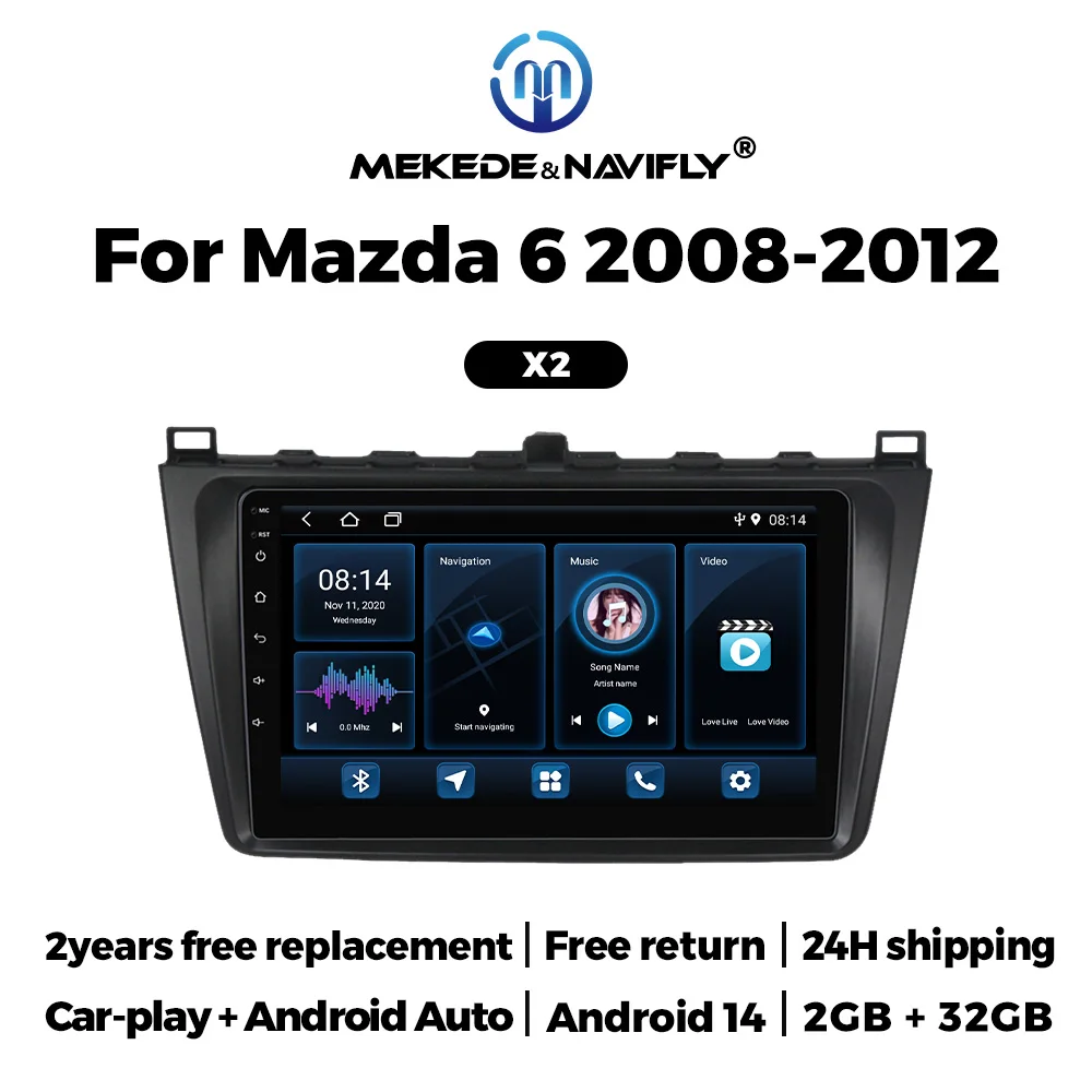 MEKEDE 2 Din for Mazda 6 Rui GH 2008 2009 2010 2011 2012 -  2015 Android 14 Carplay Auto Multimedia Car Radio GPS 9