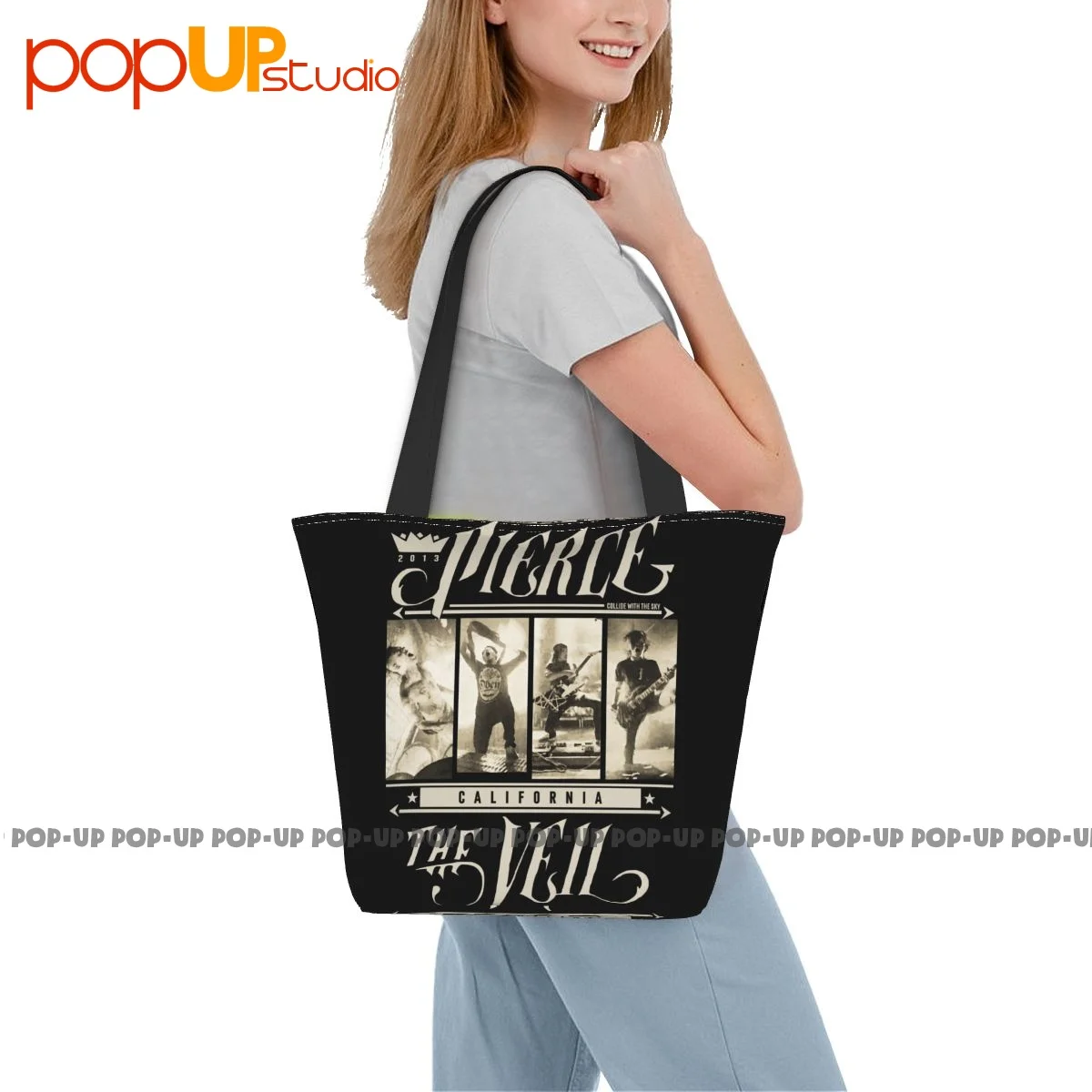 Pierce The Veil Funny Handbags Reusable Shopping Bag Crossbody Bag