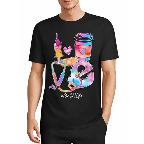 Watercolor Gradient Stethoscope Love Healthcare Elements Cma Medical Assistant Black T-Shirt