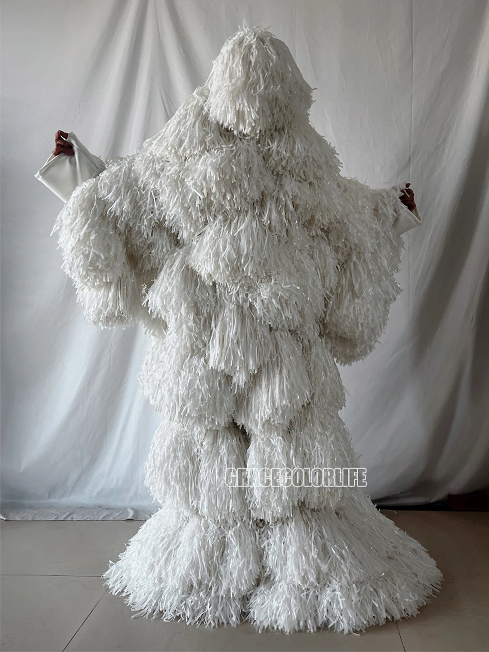 Kostum Rumbai untuk Pertunjukan Panggung Klub Malam, Gaun Liburan, Tari Modern, Kostum Spandex Elastis Berumbai Warna-warni untuk Tari Modern