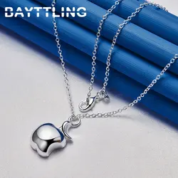 Charm 925 Sterling Silver 16-30 Inches Smooth Apple Necklace For Women Men Fashion Wedding Gifts Jewelry Party