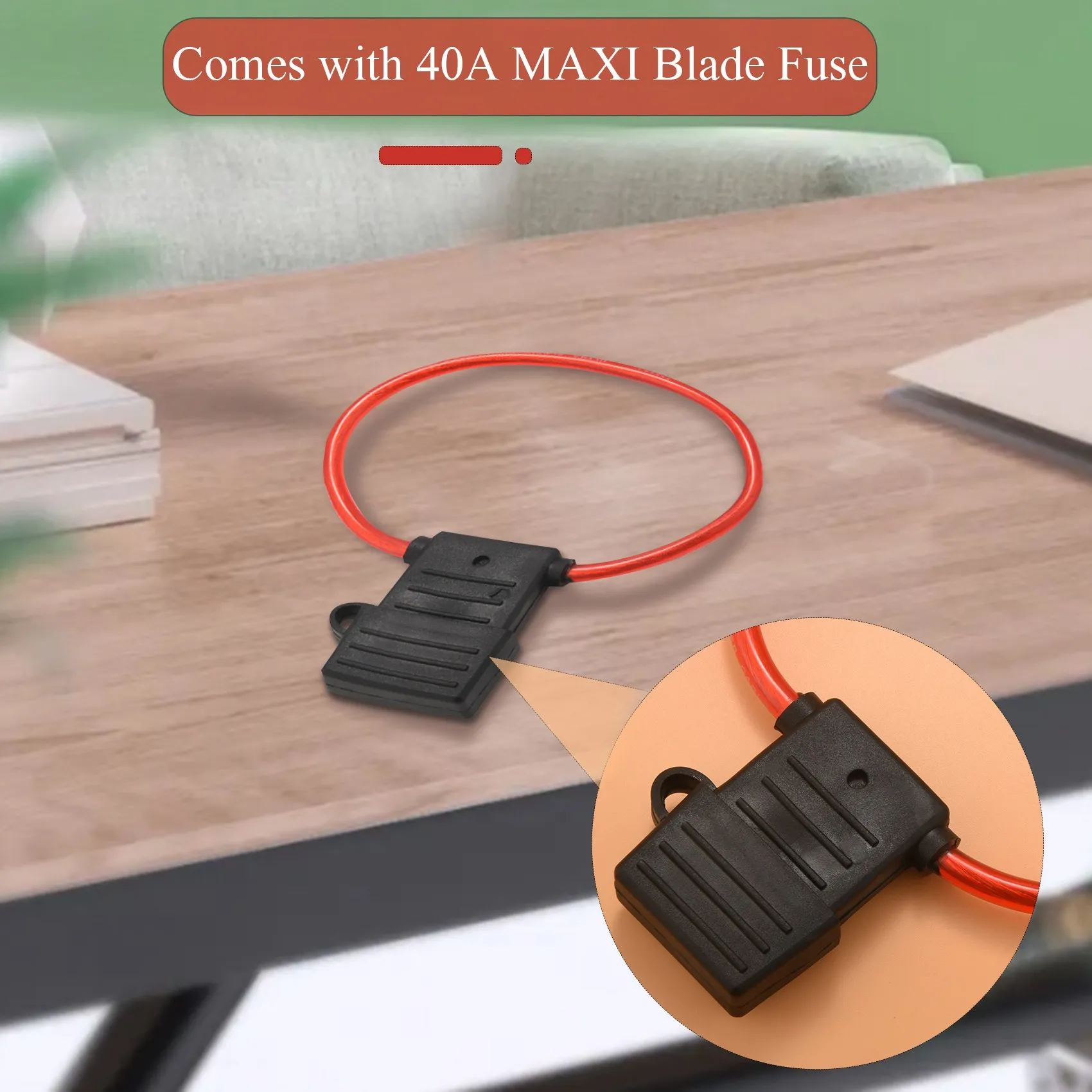 2025+8 AWG Gauge MAXI Blade Fuse Holder Inline Wire 12-24V Volt Waterproof + 40A Fuse