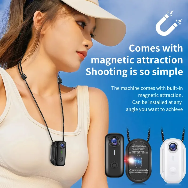 Magnetic Sports Camera 1080P Mini Thumb Camera with WiFi APP 120 Wide Angle Smart Anti Shake for Cycling Vlog Motorcycle Helmet