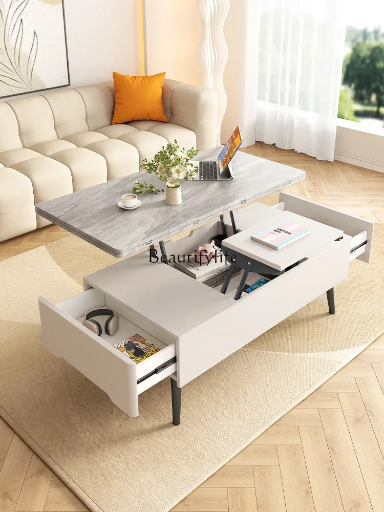 Multifunctional coffee table simple folding modern light luxury living room lifting desk