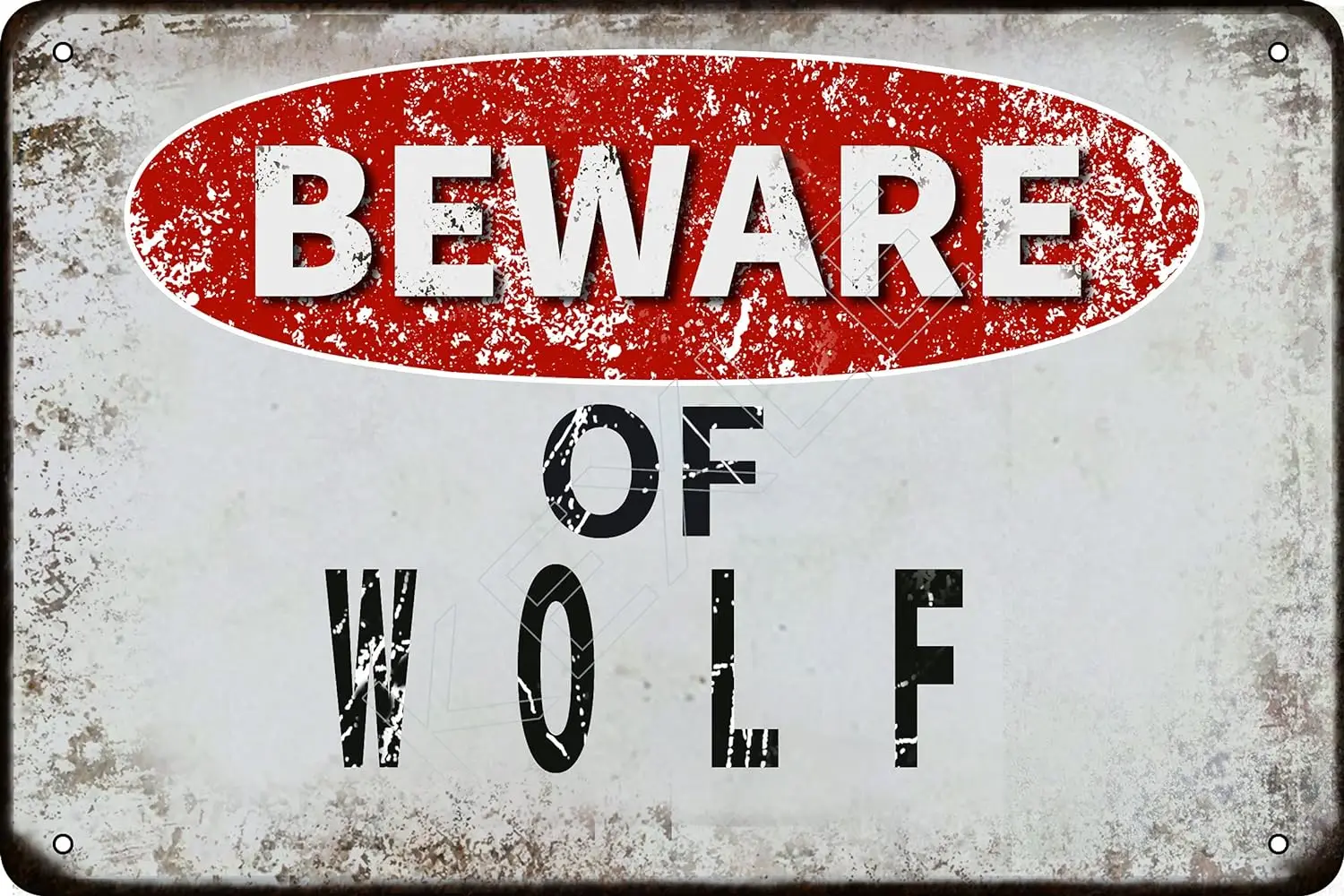 Beware of Wolf vintage Metal Tin Sign Retro Funny Tin Sign For Wall Decor—8