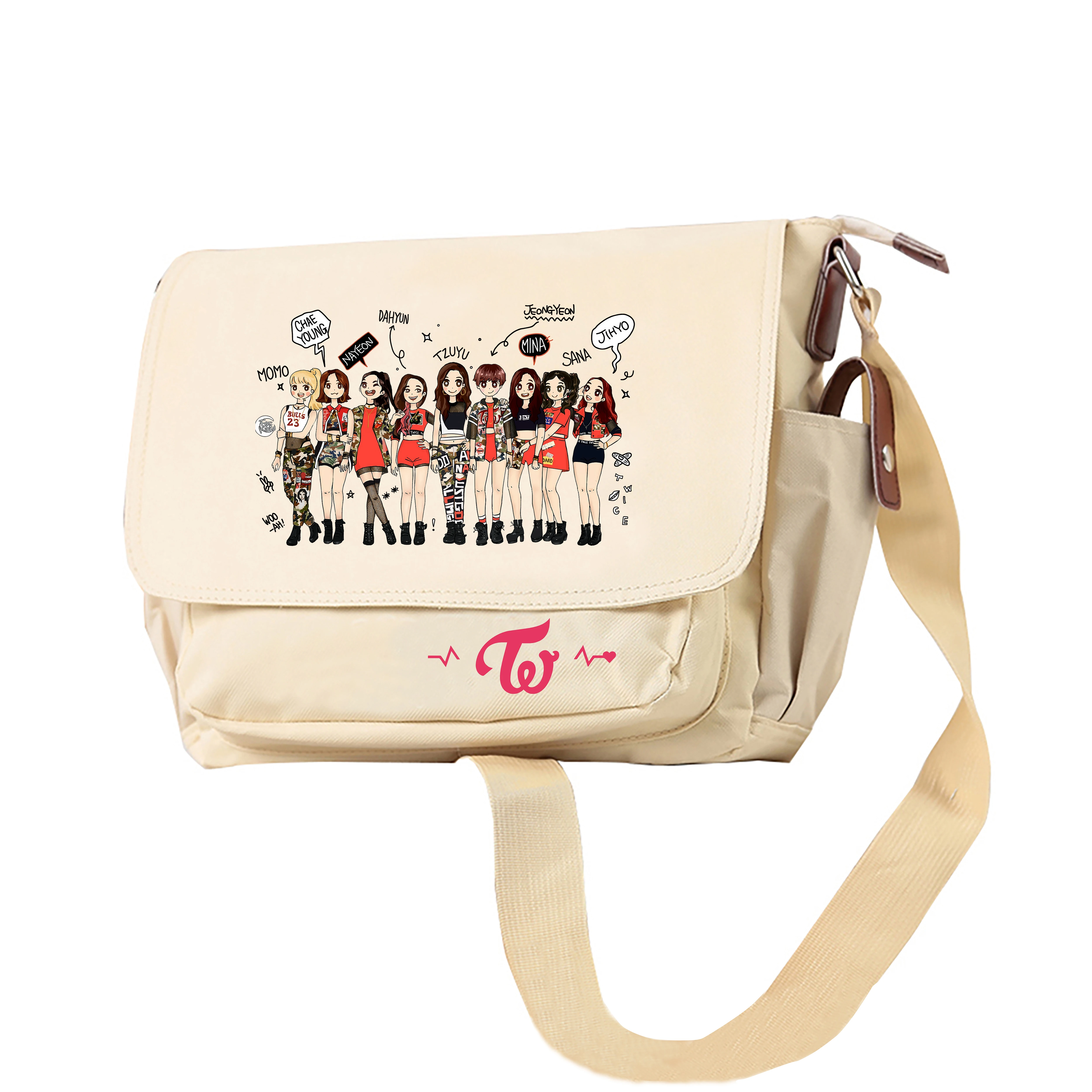 

KPOP Twice Women Adjustable Shoulder Bags Cartoon School Bags Girls Oxford Bookbag Travel Crossbody Bags Girls Casual Daypack