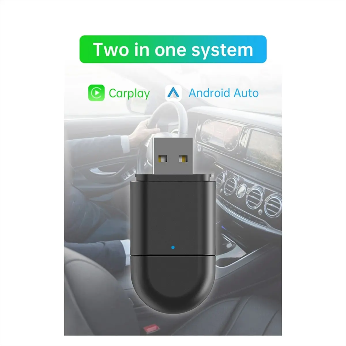 【50% OFF】2-in-1 Wireless Carplay Android Auto Adapter AI Box Dongle Support USB&Type-C Wired to Wireless Adapter