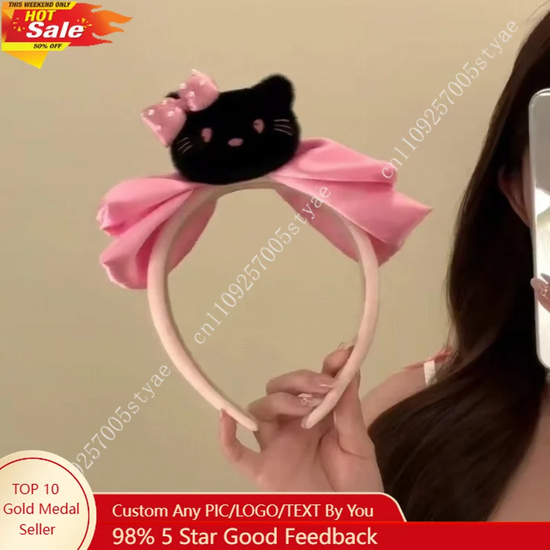 

Sanrio Cartoon Cute Kitty Bow Headband for Women Perfect for Face Masks and Washing New 2026 Style Fun Bathroom Accessory