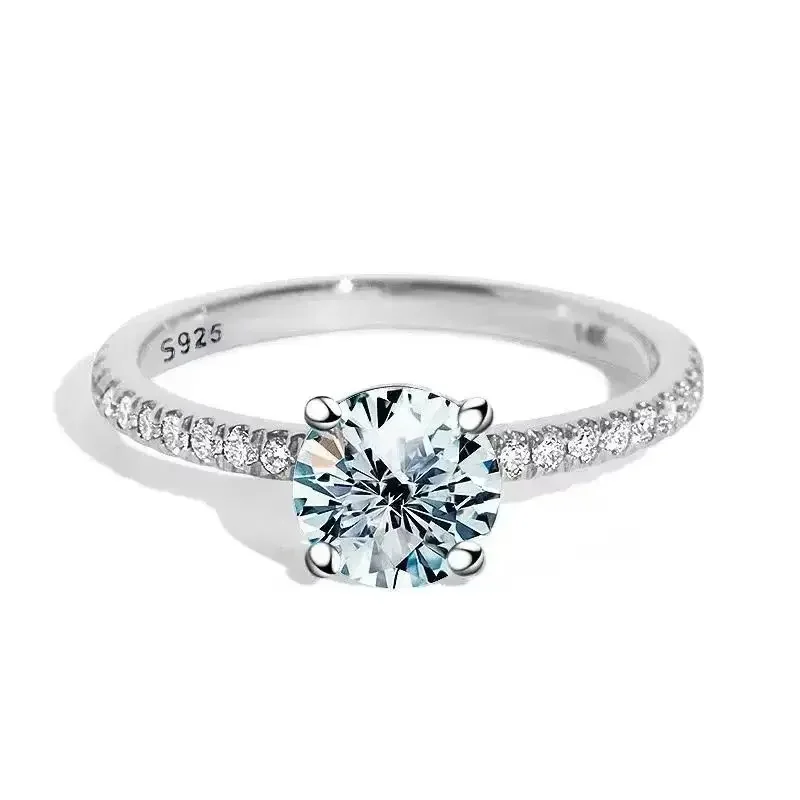 GRA 1-2ct ريال مويسانيتي خواتم الماس للنساء كبير سوليتير الزفاف ريال 925 فضة مصمم غرامة مجوهرات فاخرة #3