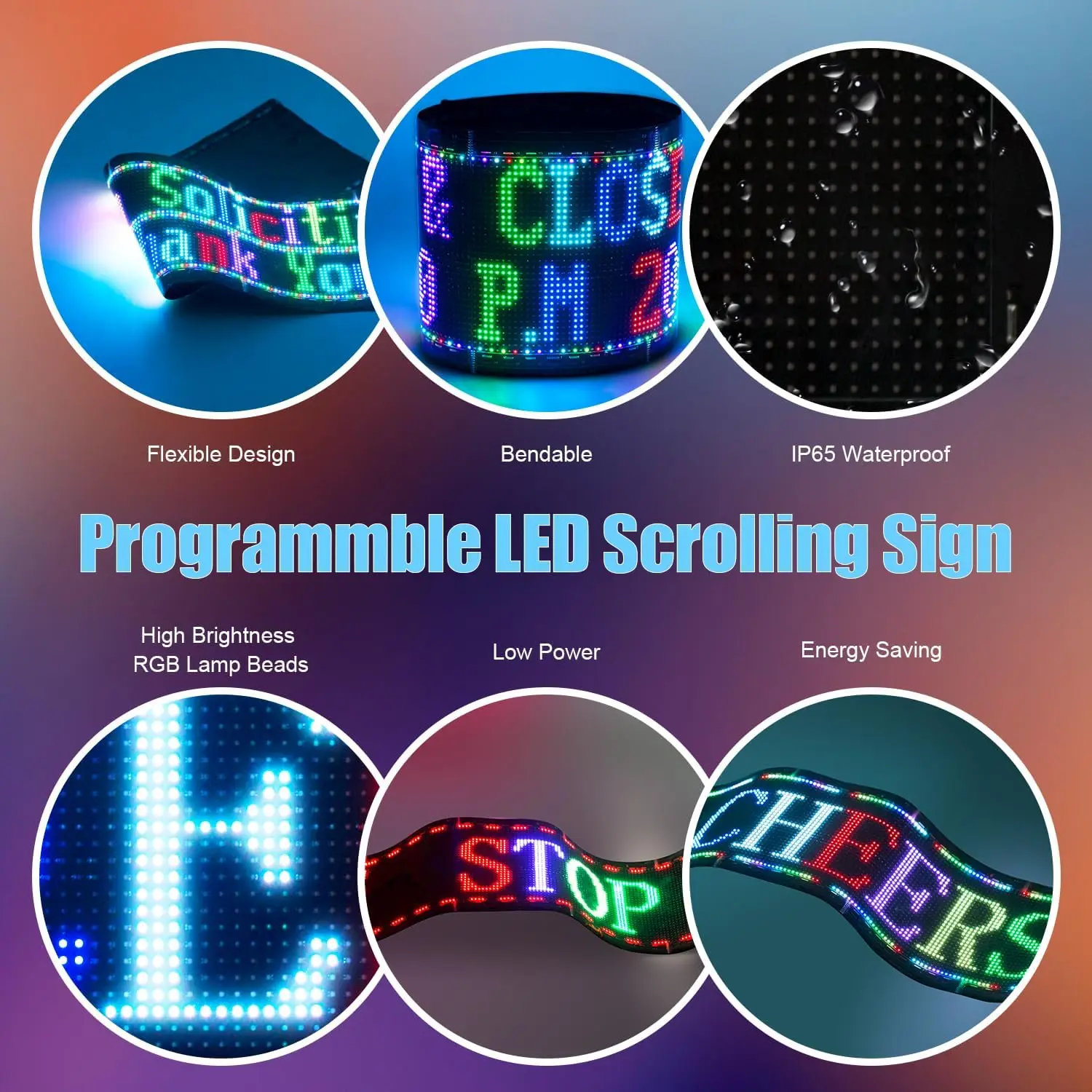 GOTUS LED flexible rolling advertising sign, controlled by Bluetooth APP, supports dual single row text pattern programming