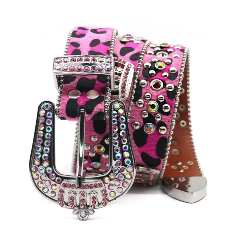 652F أحزمة حجر الراين القوطية المرأة بو الجلود حزام حجر الراين أحزمة Y2K حزام الفتيات