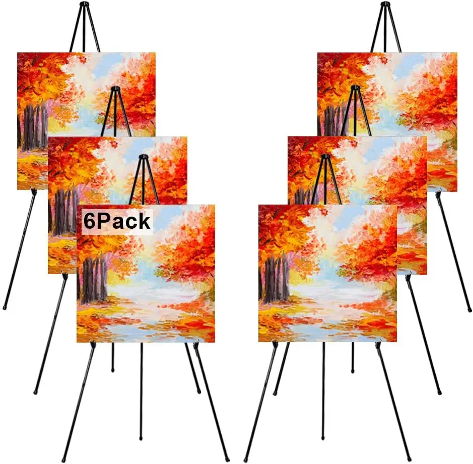 

63" Adjustable Folding Easel Stand for Display, Art, Pictures, Paintings, Signs - 6 Pack