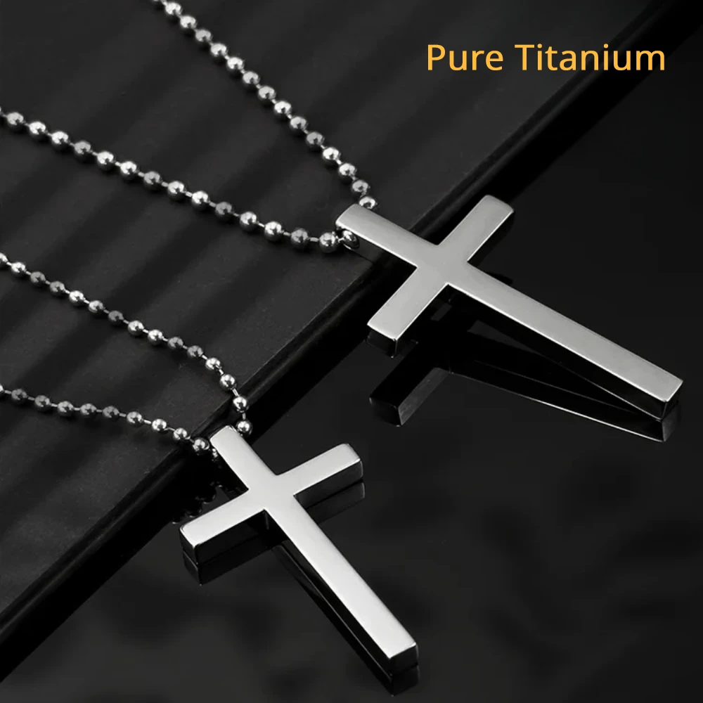 New TA1 Pure Titanium Cross Pendant for Men Women Handmade Jewelry Polished Premium Feeling Couple Pendant Hip Hop Sweater Chain