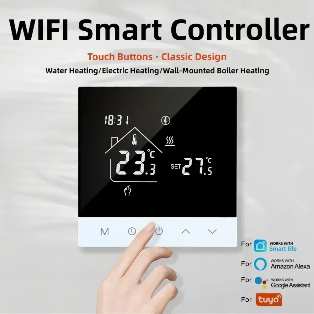 Tuyas WiFi Smart Thermostat LCD Display Touch Screen Electric Floor Heating Water/Gas Boiler Thermostat Work With Alexas Alice