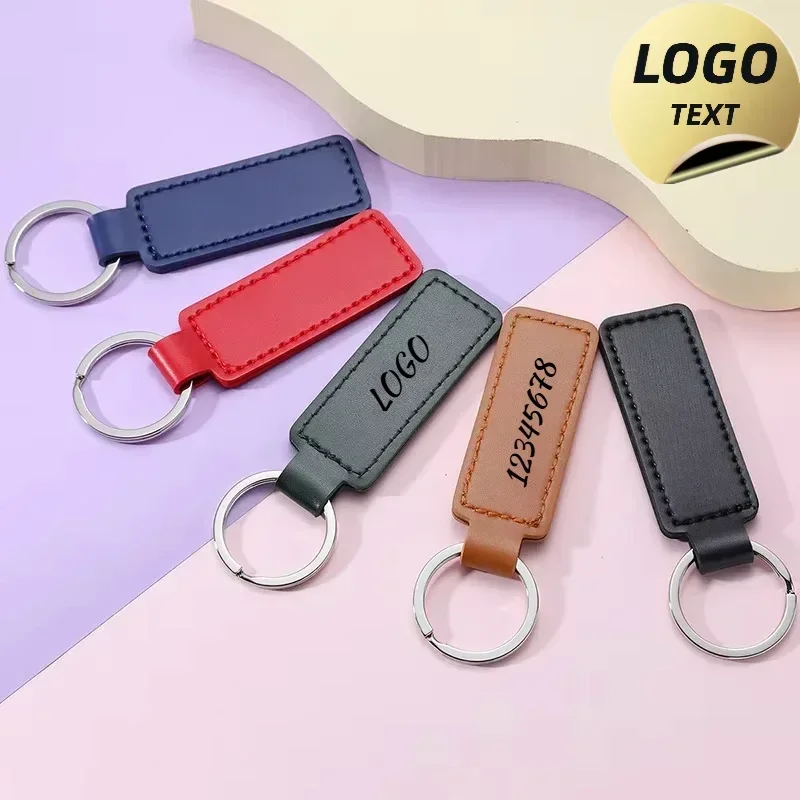 

Laser Engrave Car Keyring Custom LOGO Keychain Blank Holder Personalize Company Name for Men and Women Leather Hotel Key Chain