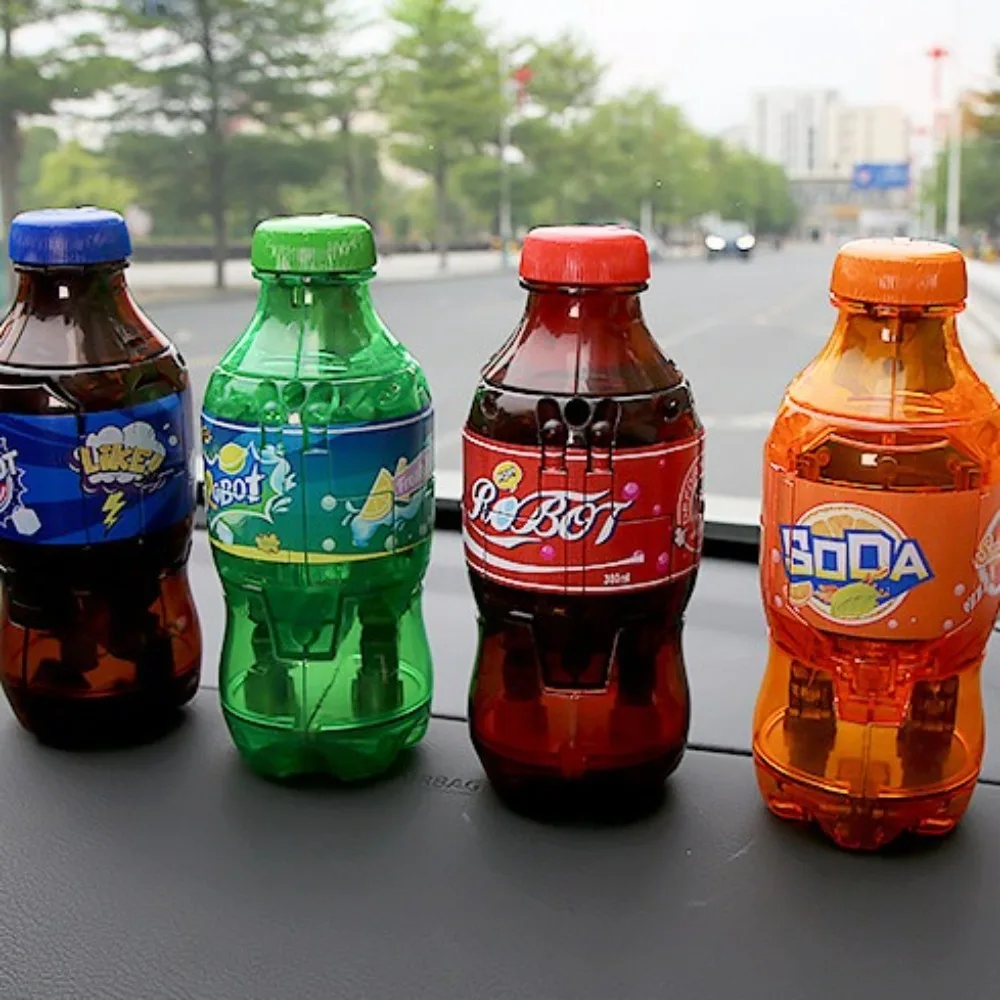 Mecha modelo deformado refrigerante robô cola bebida pode figuras ação deformação garrafa robô engraçado educacional transformando robô