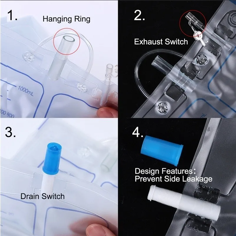 1 مجموعة المحمولة قابلة لإعادة الاستخدام الذكور والإناث كيس البول مبولة مبولة جامع سلس البول #3