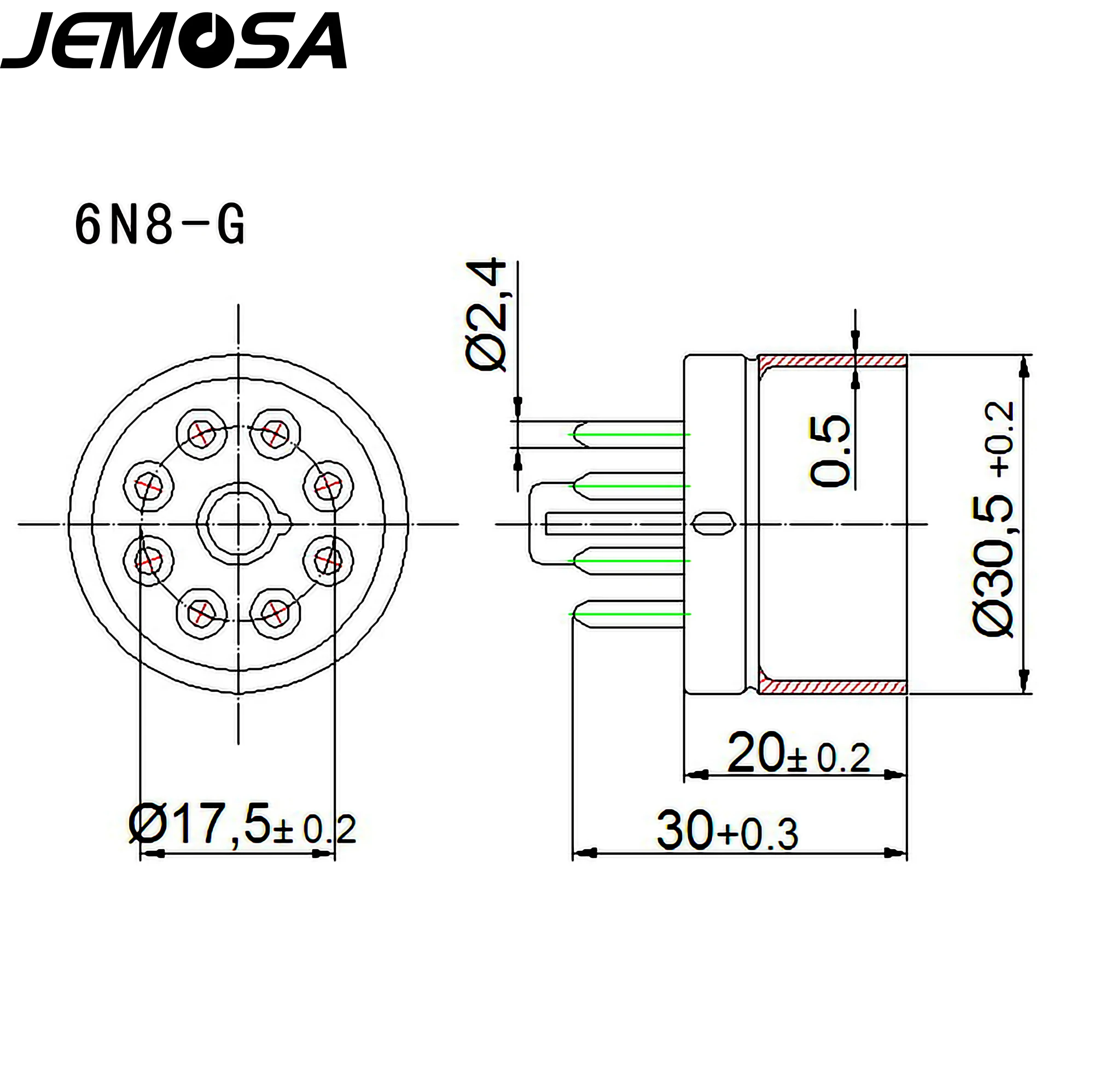 Ceramic Tube Socket 8Pins Electron Tube Seat Gold Plated Tube Base For 6N8 KT88 EL34 6P3P 6550 Vacuum Tube Free Shipping