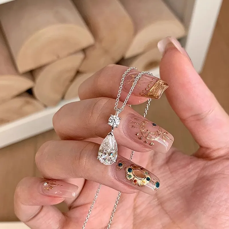 Female contracted all build delicate cold feeling a drop of tears collarbone chain 9999gold