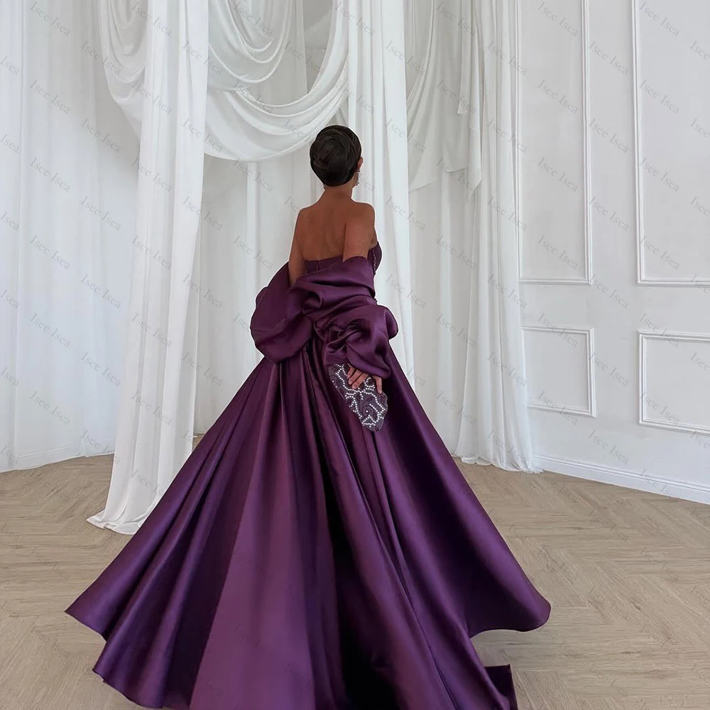 보라색 이브닝 드레스 새틴 디너 가운 A라인 여성용 이브닝 드레스 특별한 날을 위한 맞춤형 정장 드레스