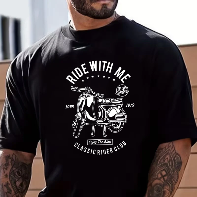 

Scooter Ride With Me Motorcycle MOD Mens T-Shirt 100% Cotton O-Neck Short Sleeve Casual TShirt