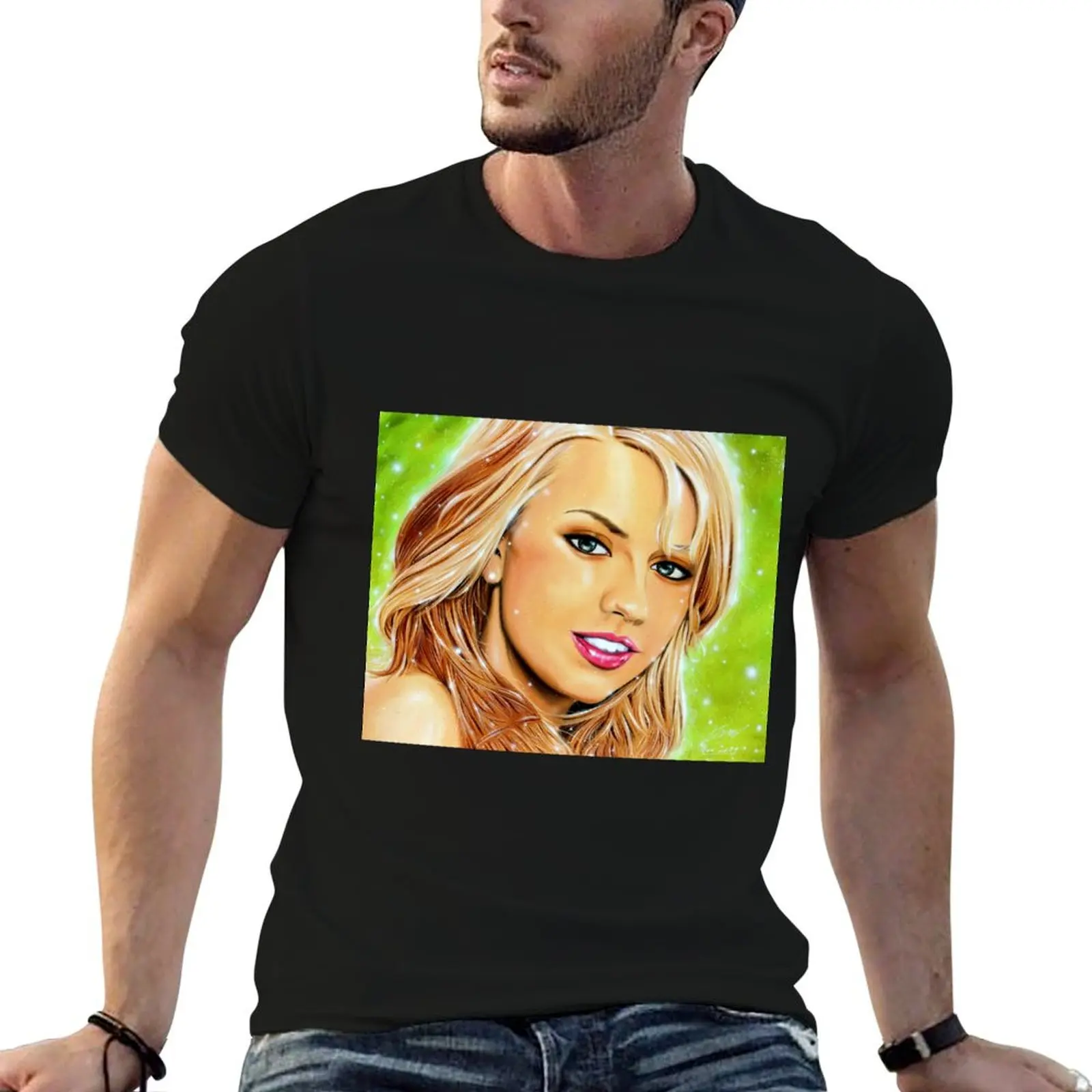 Camiseta con retrato de Lexi Belle, camiseta con estampado de chica rubia en la naturaleza, camisetas de anime, camisetas de gran tamaño para hombre, camiseta de algodón