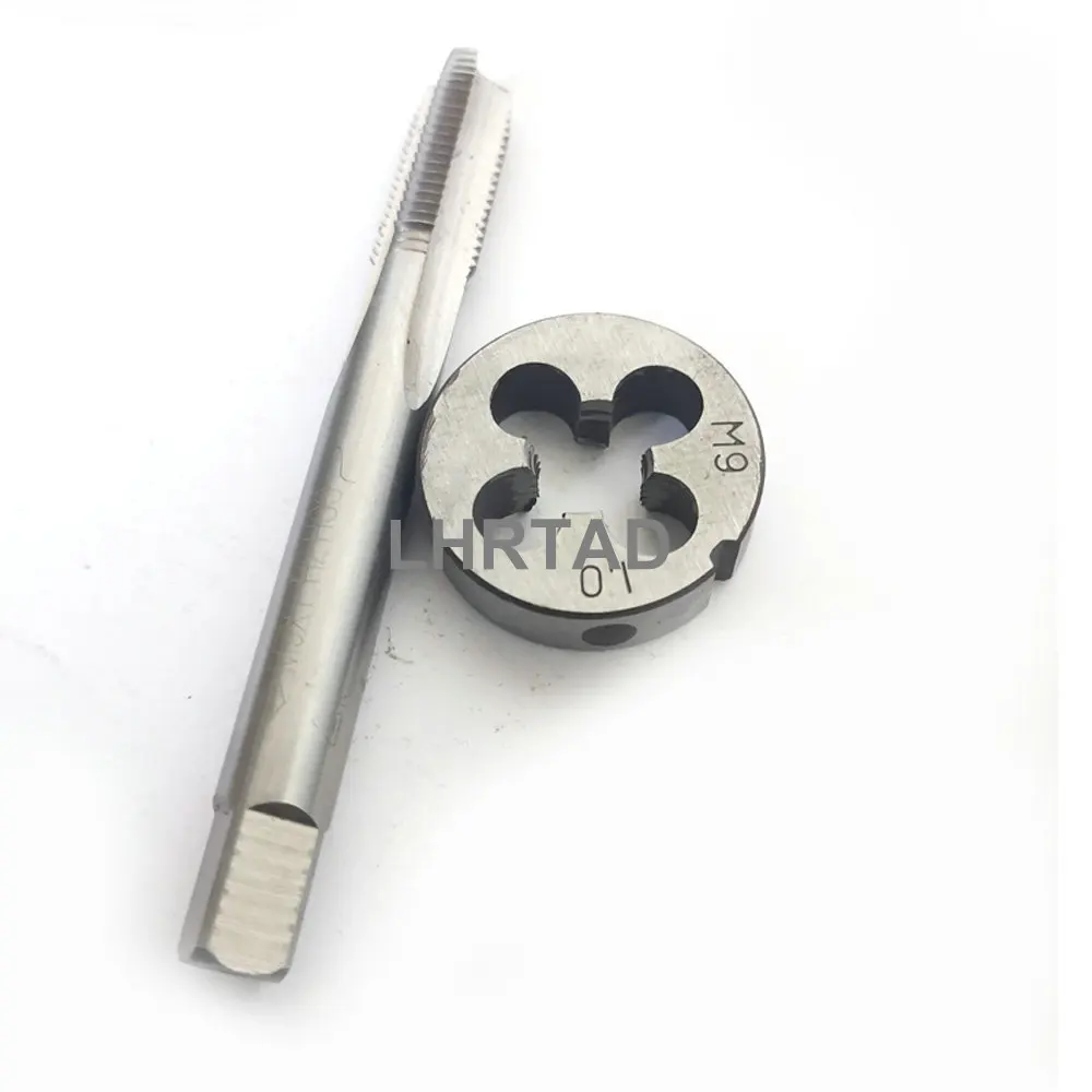 2pcs Machine thread plug taps round dies sets M9X1.25 M9X0.5 HSS Metric Right Hand Straight flute Tap and Die set M9X1 M9X0.75