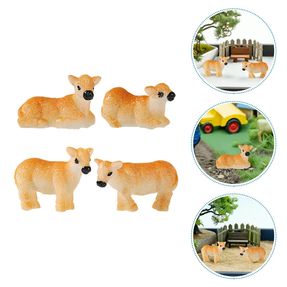

20pcs Miniature Calf Figurines Resin Micro Landscape Decorations Adorable Animal Ornaments For Bookshelf Office Desk Dollhouse